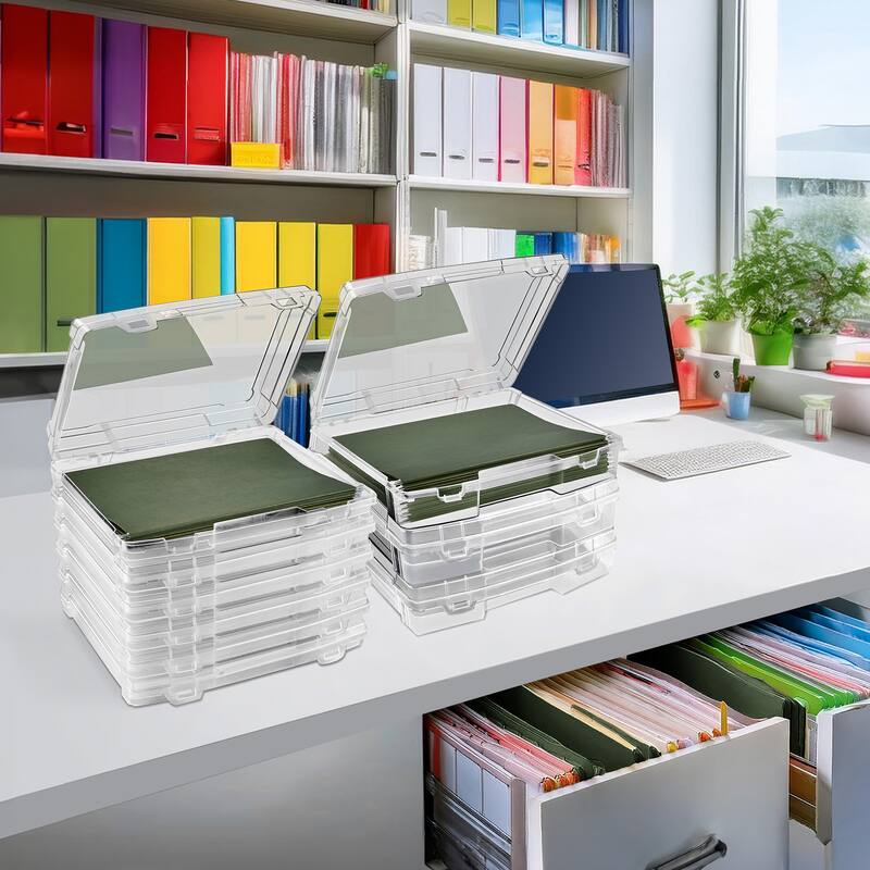 Sorbus 9-Piece Variety Pack Hanging File Organizer Bin, Interior 10"x12", Clear Plastic Stackable for Document Storage