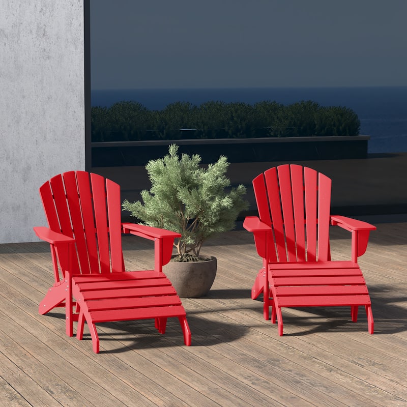 Altura Outdoor Eco-Friendly All Weather Adirondack Chairs with Ottomans (4-Piece Conversation Set)