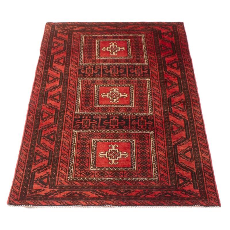 ECARPETGALLERY Hand-knotted Baluch Red Wool Rug - 3'6 x 6'3