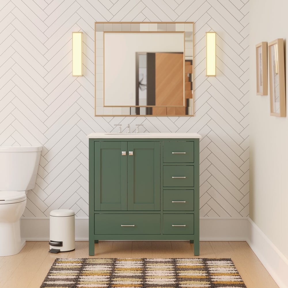 KitchenBathCollection Horizon 36" Bathroom Vanity with Engineered White Top