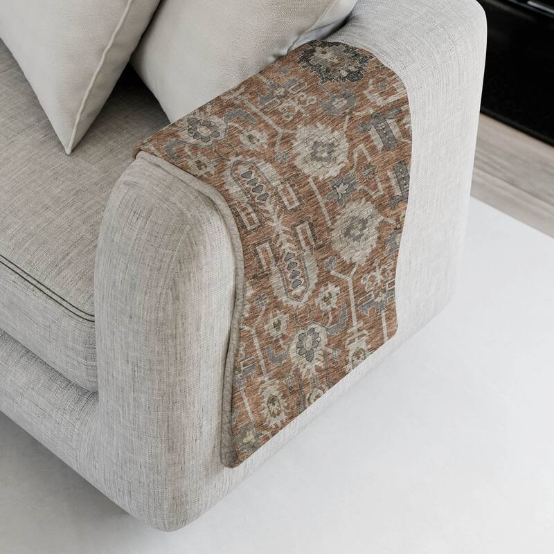 Premium Machine Washable Boho Global Sherpa Throw Blanket - Paprika - 4'2" x 5'10"