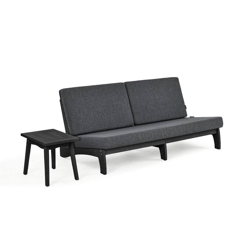 3-Seat Outdoor Sofa Set with Solid Wood Coffee Table, Weather-Resistant Cushions