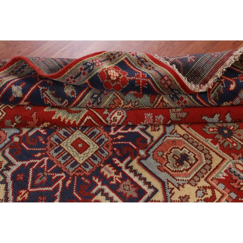 Hand Knotted Oriental 100% Wool Carpet Traditional Medallion Red Heriz (serapi) Area Rug - 9' 11'' X 7' 10''