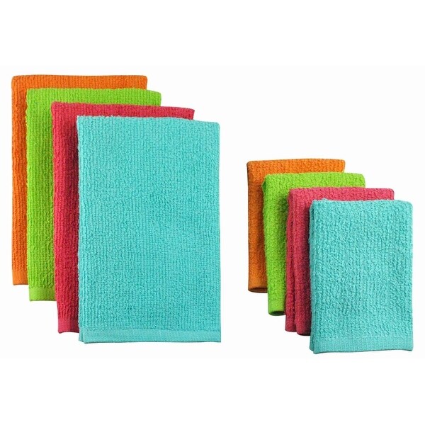 Shop Pack Of 8 Solid Tropical Colored Dish Towel And Wash