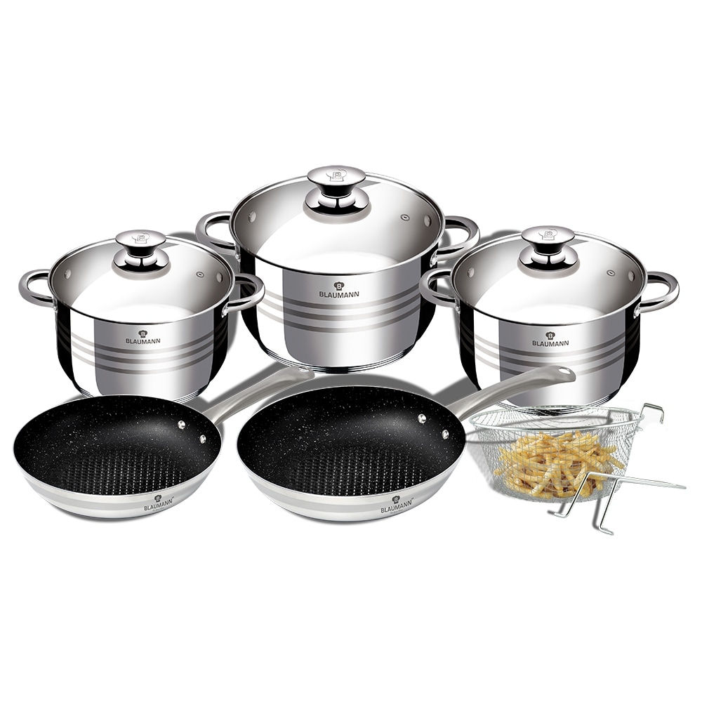 Blaumann Gourmet 12Pc Cookware Set Stainless Steel Induction Pots & Frying  Pan