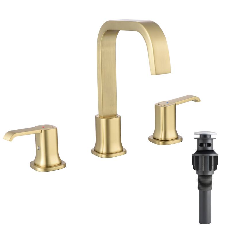 8 Inch Widespread Bathroom Faucet with Pop-up Drain Assembly 3 Holes Brass Modern Bathroom Sink Vanity Basin Faucets