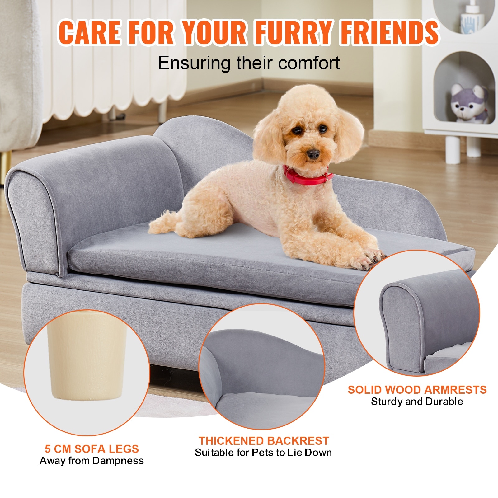 28 Inch Dog Sofa Couch Fo Small Pet, Low Back Moden Velvet