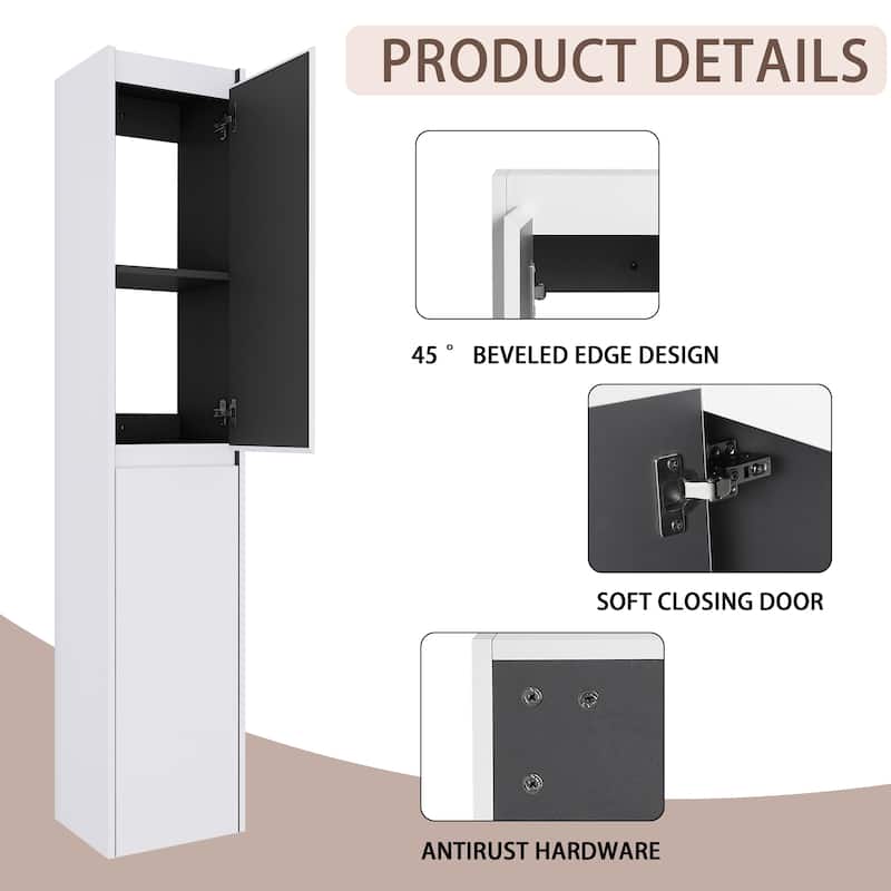 Beingnext 12"/36" Wall Mounted Bathroom Side Cabinet With Soft Close Door And Shelf