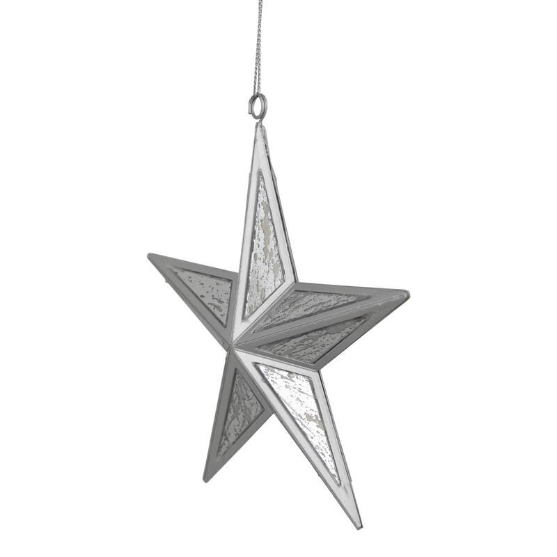 Speckled Style Hanging Star Christmas Ornament - 5.5" - Silver