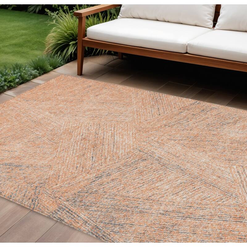 HomeRoots Abstract Transitional Rectangle Outdoor Rug - 8' X 10'