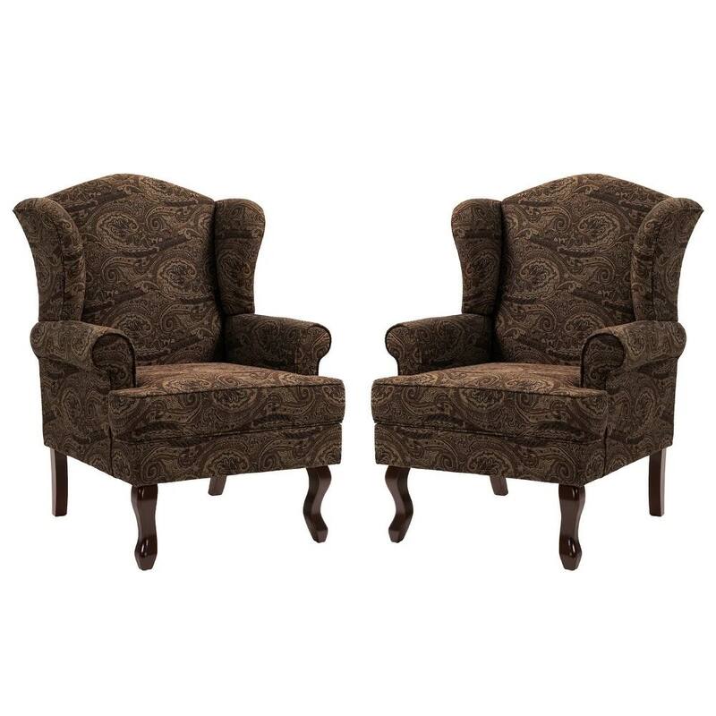 2 Set Modern Upholstery Wingback Accent Chair