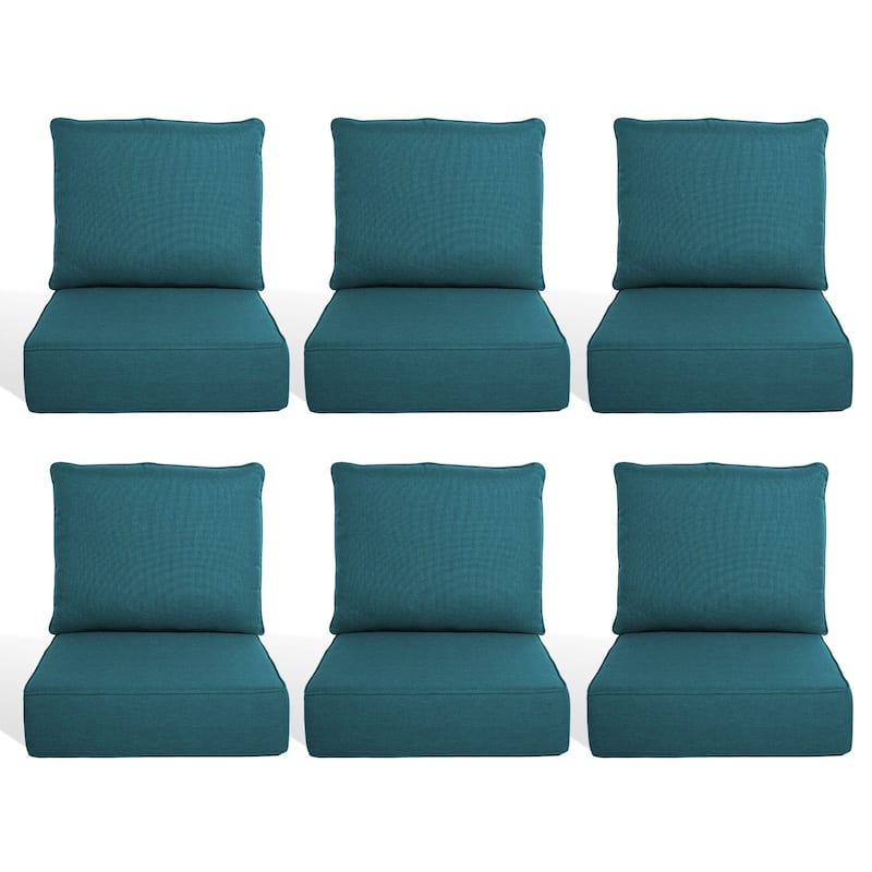 Pocassy 22"x24"x6" Inch Thick Cushions Pillows Indoor Outdoor Cushion 6 Set - Peacocka Green Cushion
