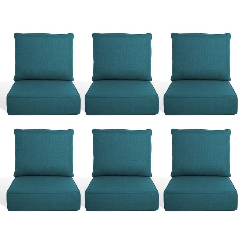 Pocassy 22"x24"x6" Thick Cushions Pillows Indoor & Outdoor Cushion - 6 Set Seat & Back Cushion - Peacocka Green Cushion