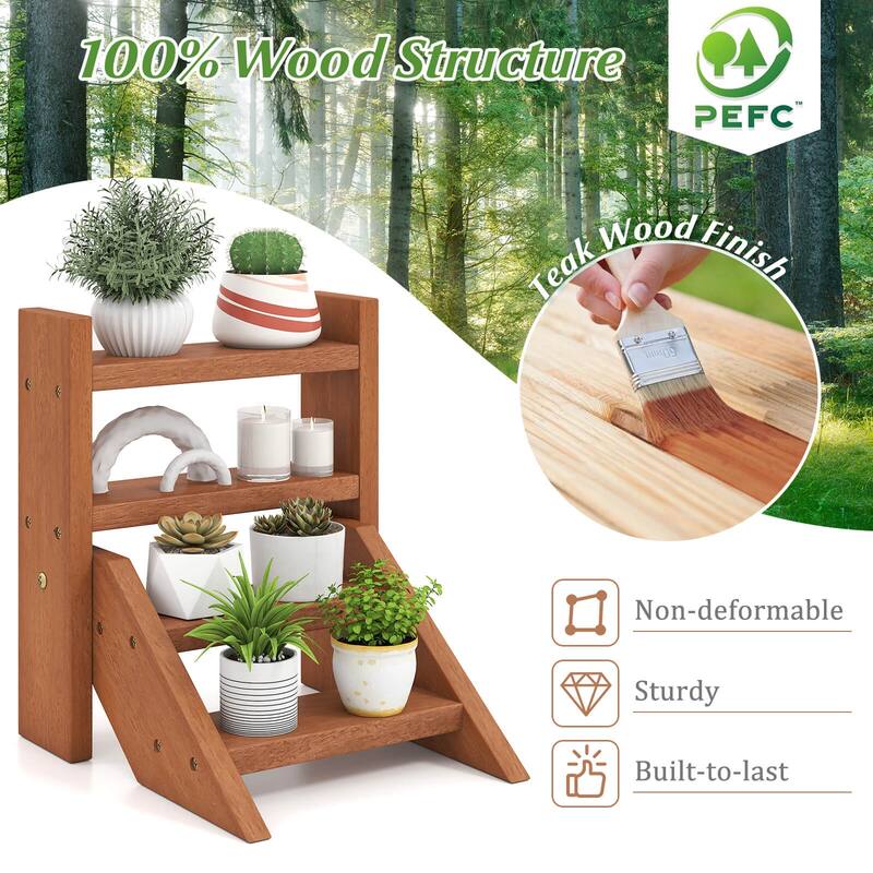 Costway 4-Tier Wood Small Flowerpot Holder Plant Stand for Multiple - See Details