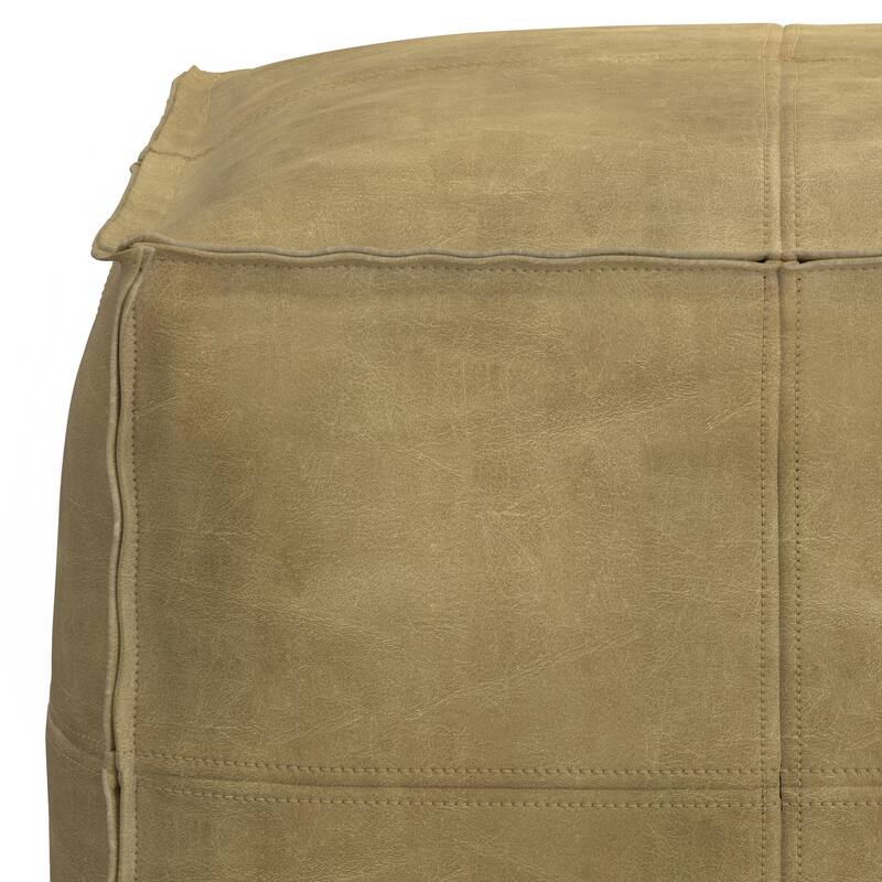 WYNDENHALL Erving Boho Square Pouf in Leather