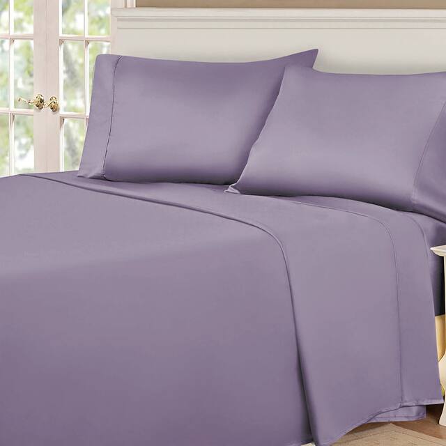 Miranda Haus Egyptian Cotton 530 Thread Count 4 Piece Solid Deep Pocket Bed Sheet Set - Split King - Lavender