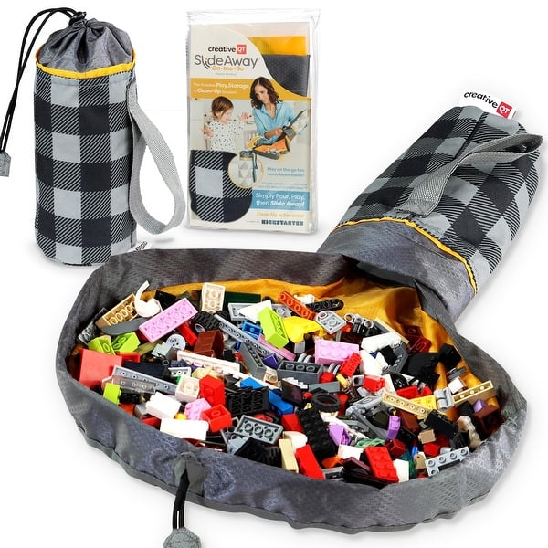 slide 2 of 6, Creative QT SlideAway Table Top Play Mat, Room & Travel Organizer - Buffalo Check Print