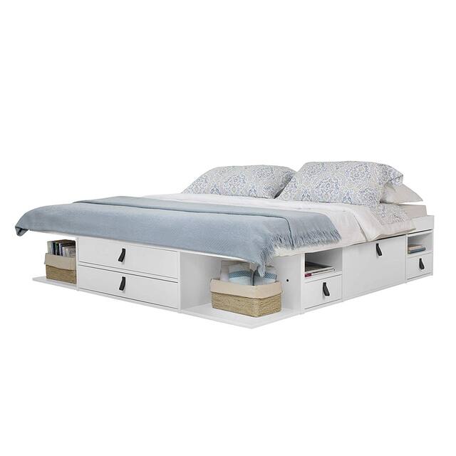 Copper Grove Rivne Storage Platform Bed with Drawers and Shelves - Off White - Queen
