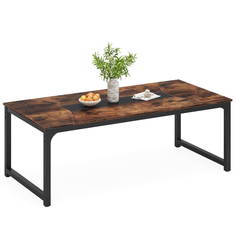 79 Inches Rectangular Modern Kitchen Dining Table for 6-8 - 78.74" L x 39.37" W x 30.31"H - Rustic Brown