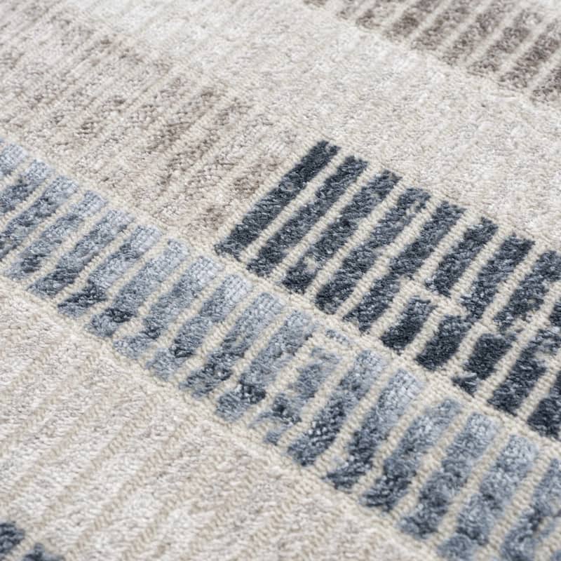 Hauteloom Calum Living Room, Bedroom Area Rug - Farmhouse - High Pile - Pink,Gray - 7'9" x 9'6"