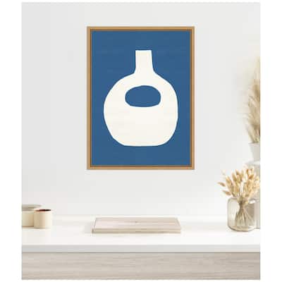 Kate and Laurel Sylvie Ceramic Blue Beige 3 Framed Canvas by Rocket Jack