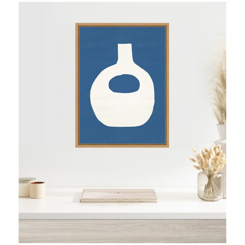 Kate and Laurel Sylvie Ceramic Blue Beige 3 Framed Canvas by Rocket Jack