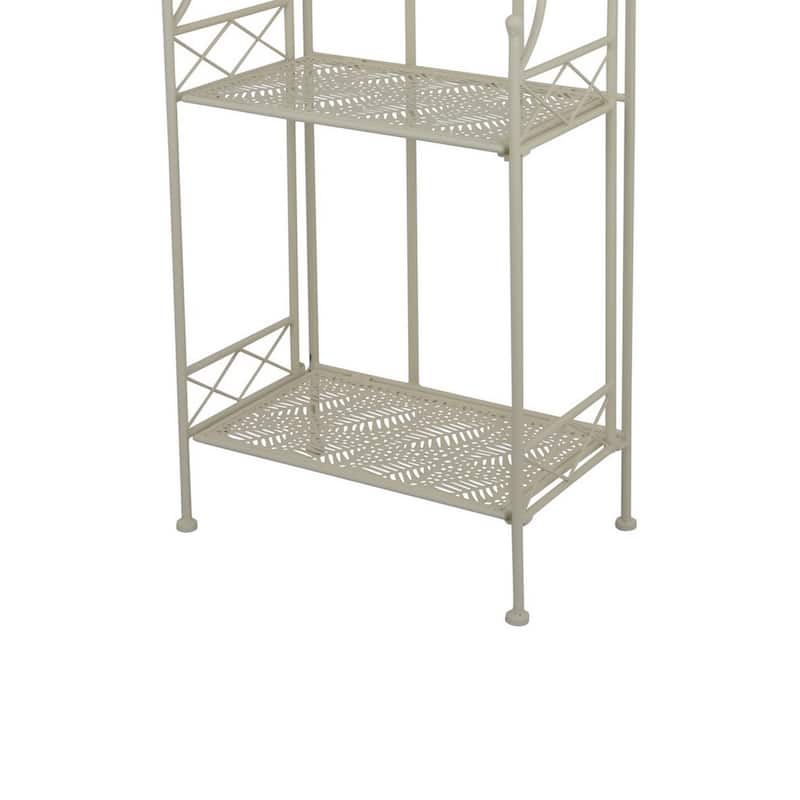 Monty Plant Stand Shelves, 3 Tier Classic Scrolled White Metal 44 Inch