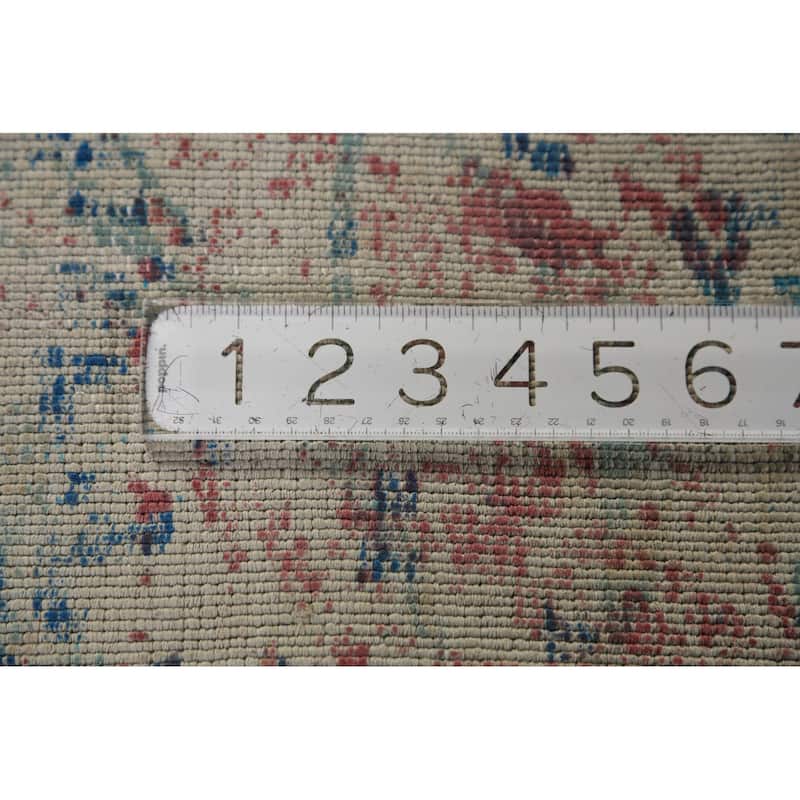 All-Over Floral Abstract Indian Area Rug Handmade Wool Carpet - 6'5"x 9'4"