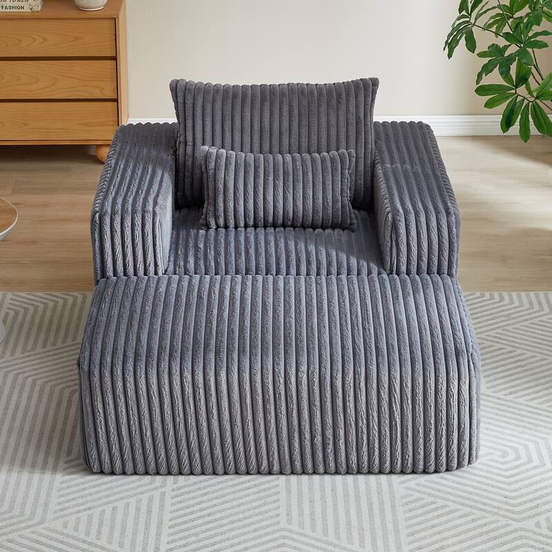 GDFStudio - Amelia Plush Corduroy Recliner Sofa with Removable Footrest for Relaxed Living Room Comfort
