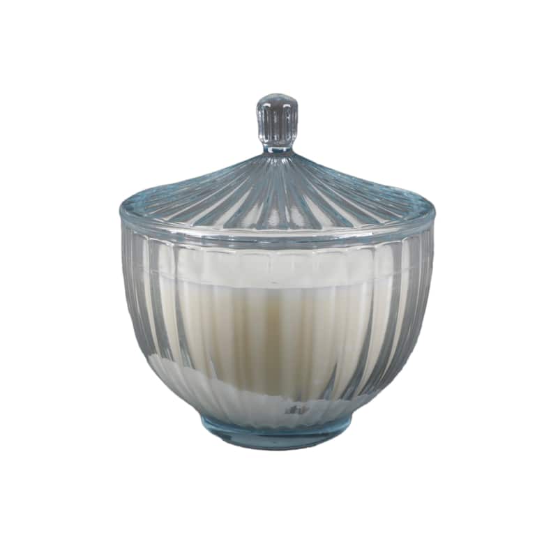 5.5"D Glass Rib Apoth Candle w Lid (19 oz)