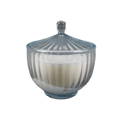 5.5"D Glass Rib Apoth Candle w Lid (19 oz)