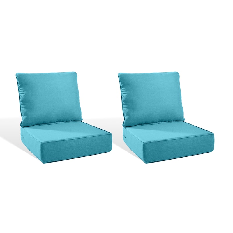 Pocassy 22"x24"x6" Inch Thick Cushions Indoor Outdoor Pillows Cushion - Light Blue Cushion - 2 Set Seat & Back Cushion