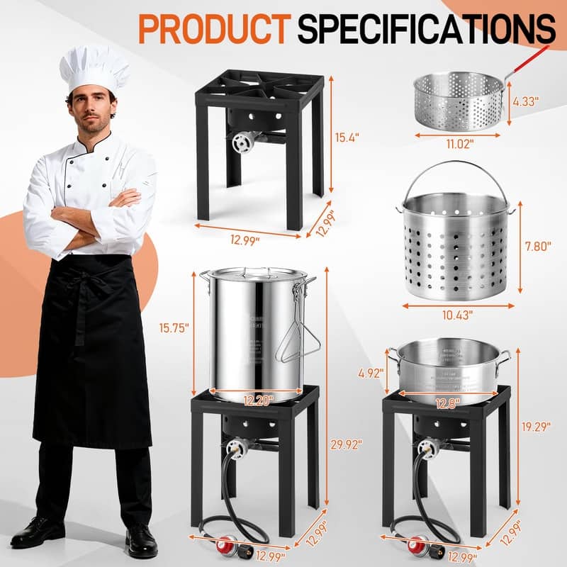 30QT Aluminum Turkey Fryer And 10QT Fish Fryer Kit With 55,000BTU Propane Stove - N/A