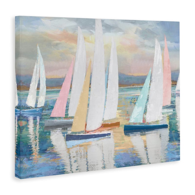 Stupell Abstract & Pastel Sailboat Fleet Canvas Wall Art Design By Amber Sterling