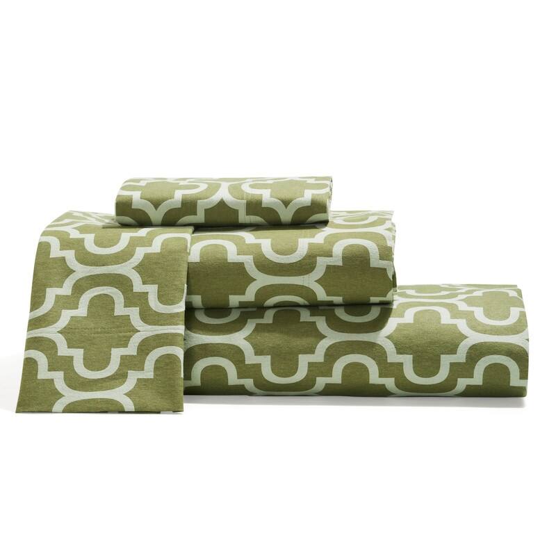 Superior Flannel Cotton Trellis Pocket Bed Sheet Set