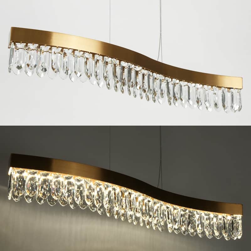 Modern Gold Glam LED Crystal Chandelier Kitchen Island Lights