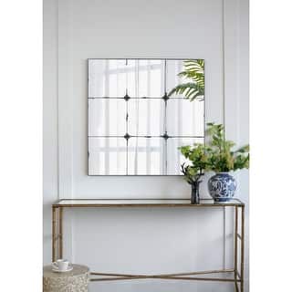 Antique-Style Glass Panel Wall Mirror - 35.75"