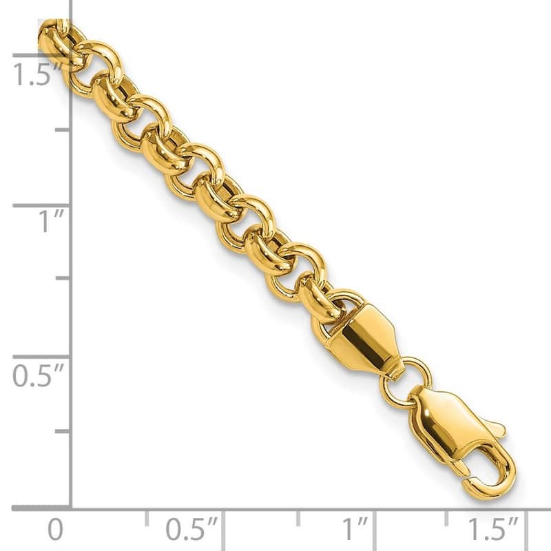 Curata 10k Yellow Gold 5mm Polished Heavy Round Rolo Link Bracelet Options: 7.25" 8.25"
