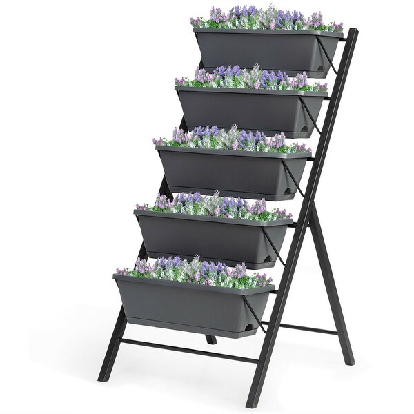 4 ft Vertical Raised Garden Bed with 5 Tiers for Patio Balcony Flower Herb - Overstock - 32820006