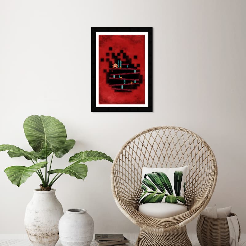 Wynwood Studio 'Nostalgic Arcade Game' Entertainment and Hobbies Red Wall Art Framed Print - 13 x 19
