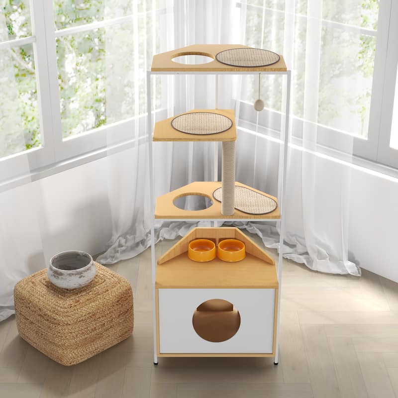 Engaging Corner Cat Tree for Maximizing Space and Fun