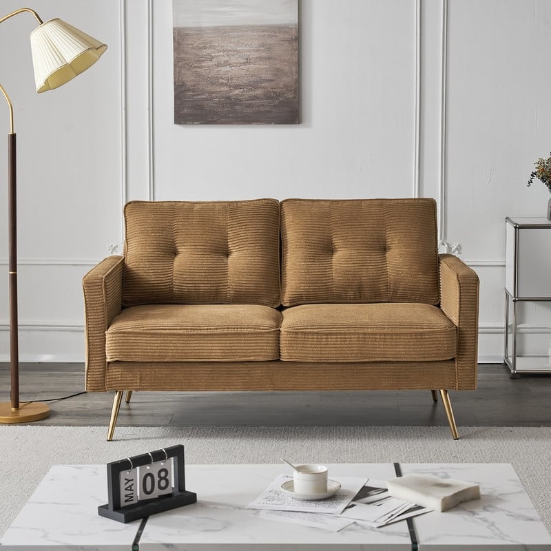 VINGLI 56" Modern Loveseat - Brown Corduroy