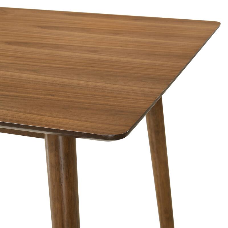 Wena Alana 5 Piece Dining Table Set, Walnut Brown Wood, 4 Orange Chairs