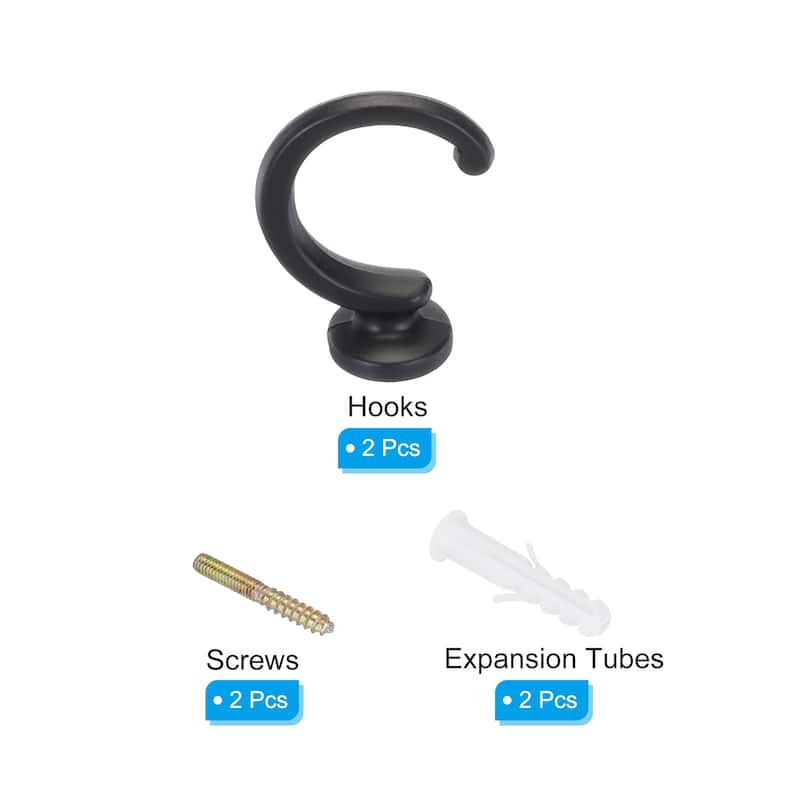 2Pcs Curtain Holdback Wall Mounted Curtain Tiebacks Screw Hooks
