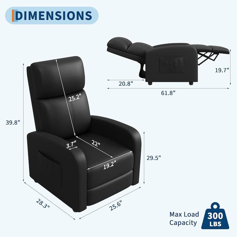 Recliner Chair for Adults, with Side Pocket, Tall Back