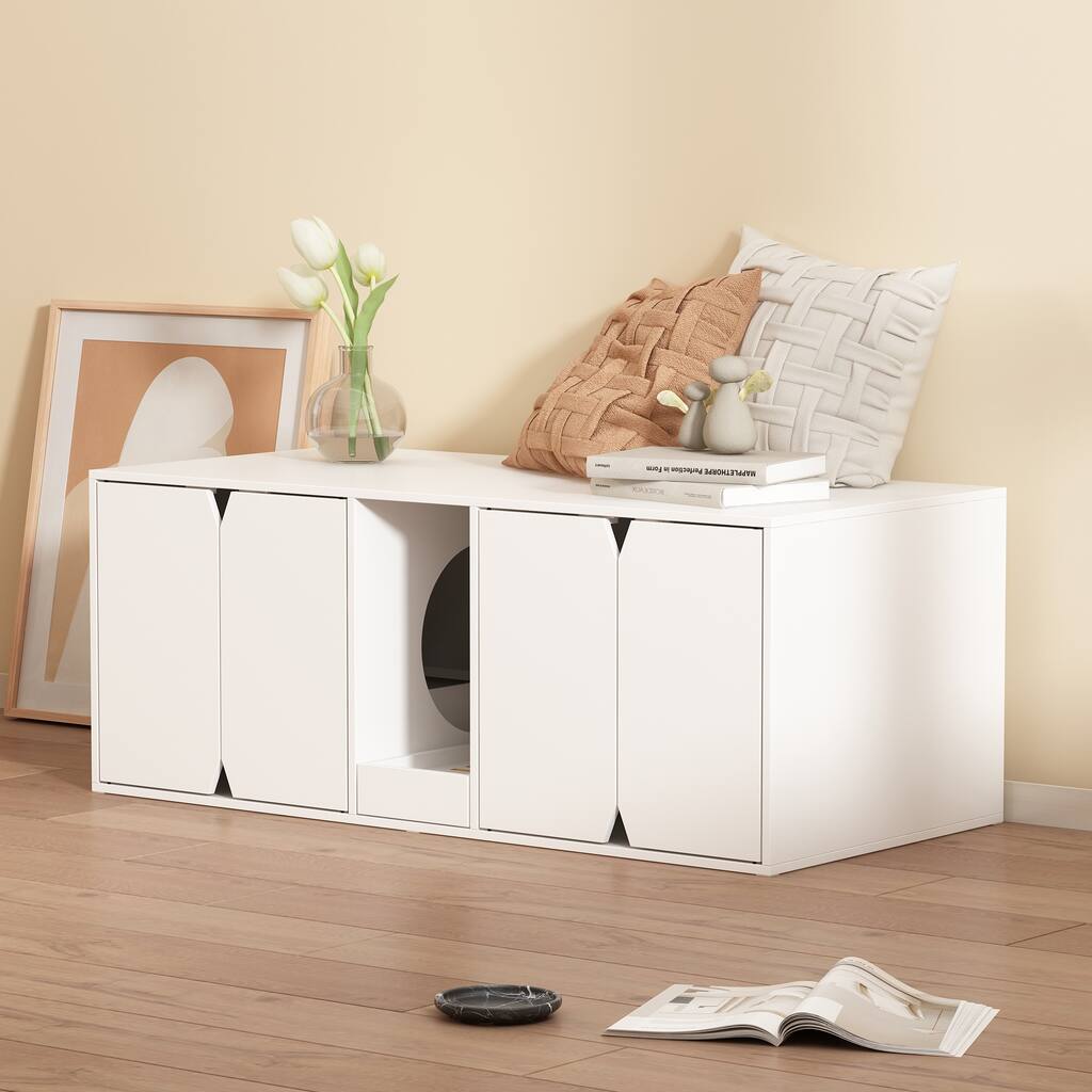 Cat Litter Box Enclosure for 2 Cats, Cat Washroom Storage Cabinet