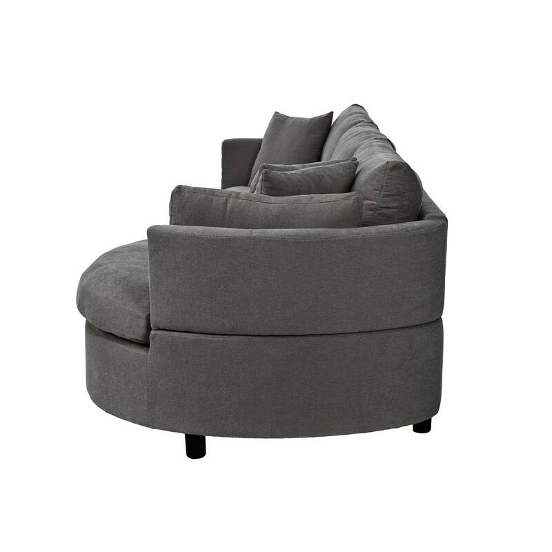 111.4" Polyester Sectional Sofa with Curved Design & Pillows