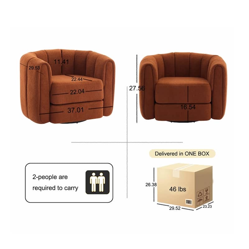 Swivel Teddy Accent Barrel Chair with Upholstered