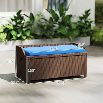 2-in-1 Bench with Storage, Plush Seat Cushion & Heavy-Duty Frame - 40.25" W x 20" D x 20.5" H