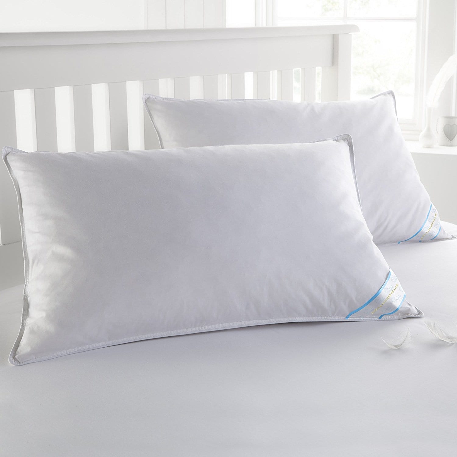 Beauty Sleep Feather Cotton Pillow Set White Set of 2 Queen